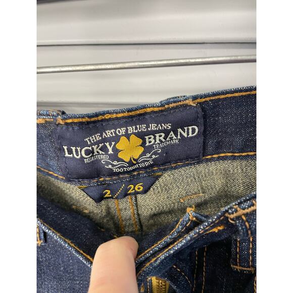 Lucky Brand Abbey Bermuda dark wash jean shorts cuffed raw hem women's 2/26 - Picture 4 of 8